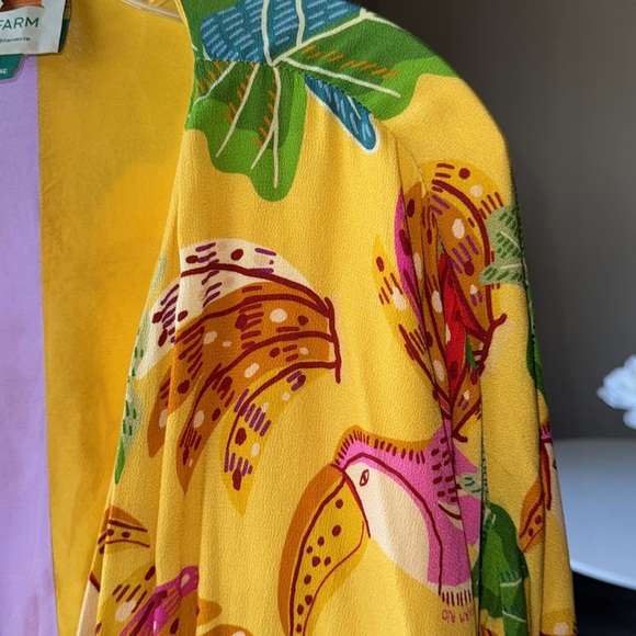 Farm Rio Tropical Mixed Beaks & Bananas Maxi Wrap Dress Size XL Multicolored - Picture 13 of 16